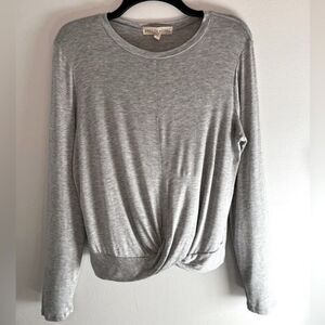 Pretty Rebel Juniors Gray Long Sleeve Twist Front Top Size Large NWT